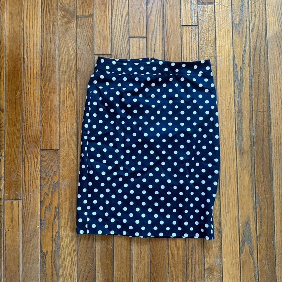 J. Crew Navy and White Polka Dot Pencil Skirt - Picture 2 of 5